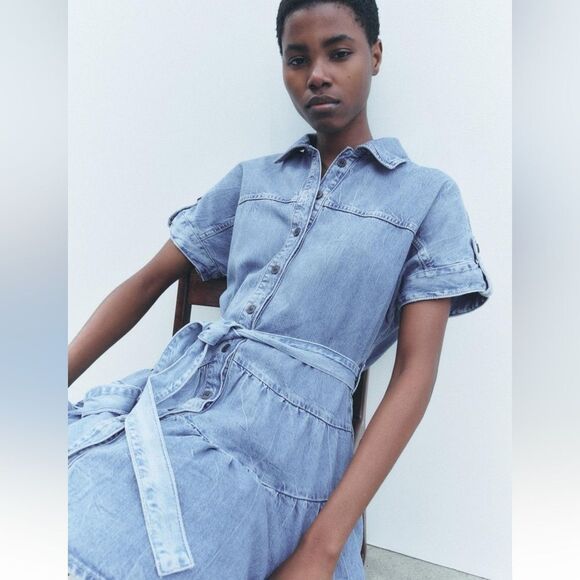Zara ZW collection denim midi dress NWT - Picture 6 of 6
